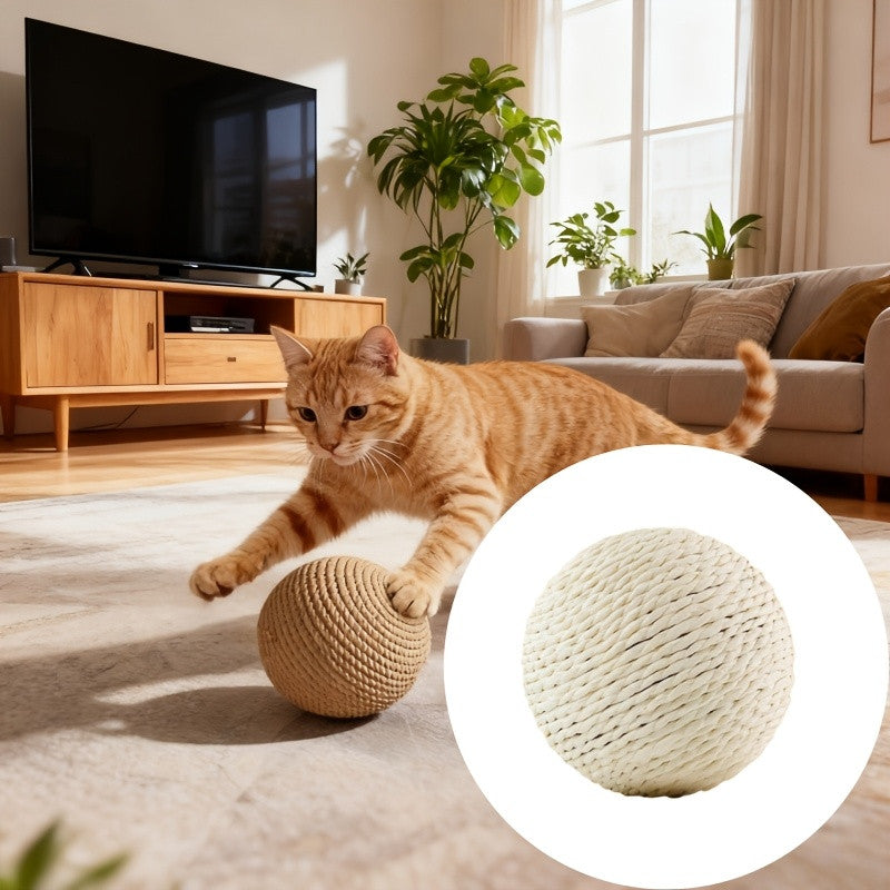 Natural Woven Cat Toy Ball