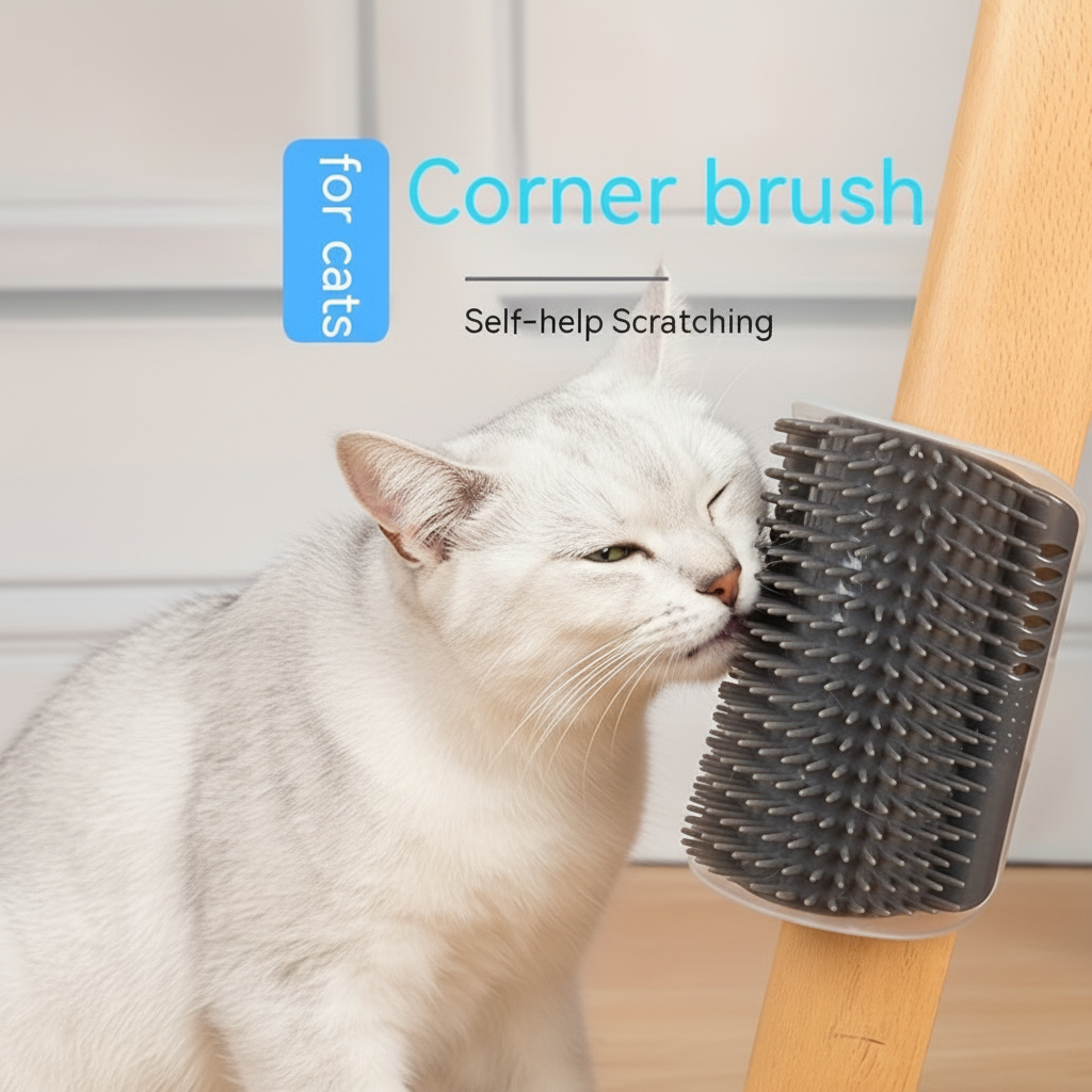 Cat Using Corner Brush - Action Shot