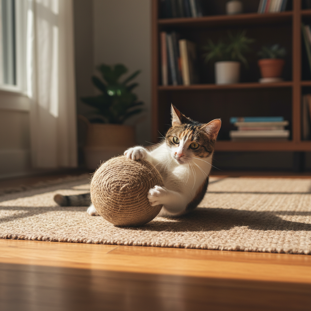 Cat with Larger Sisal Ball