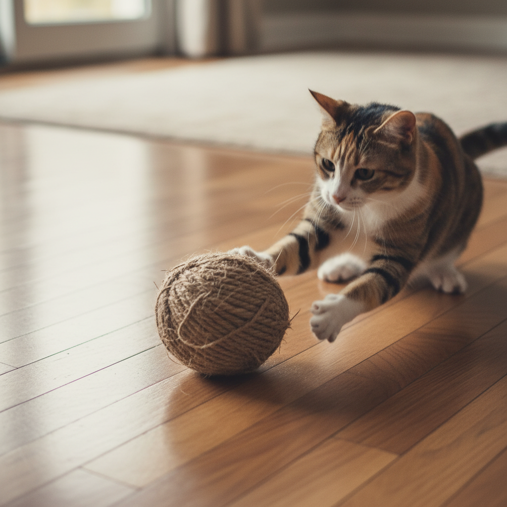 Cat with Medium Sisal Ball