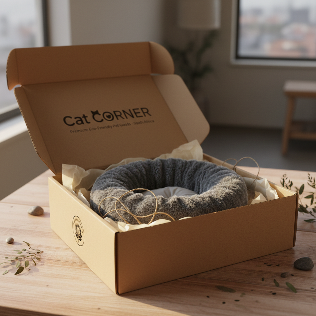 Opened packaging with cat bed inside